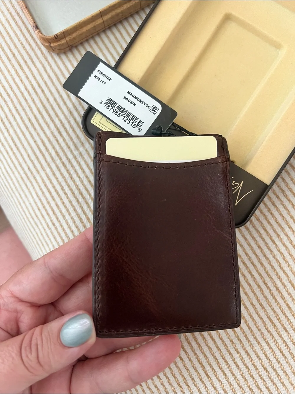 Nash Men's Leather Magnetic Money Clip Card Case - Brown